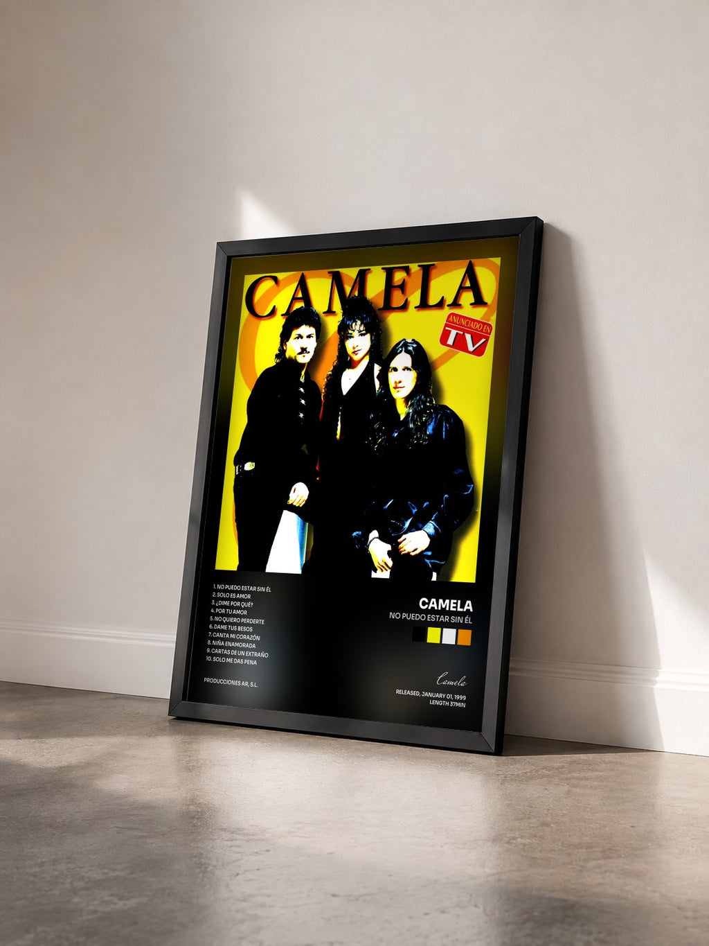 #noir Tableau de l'album No Puedo Estar Sin Él de Camela vu de trois quarts, cadre noir