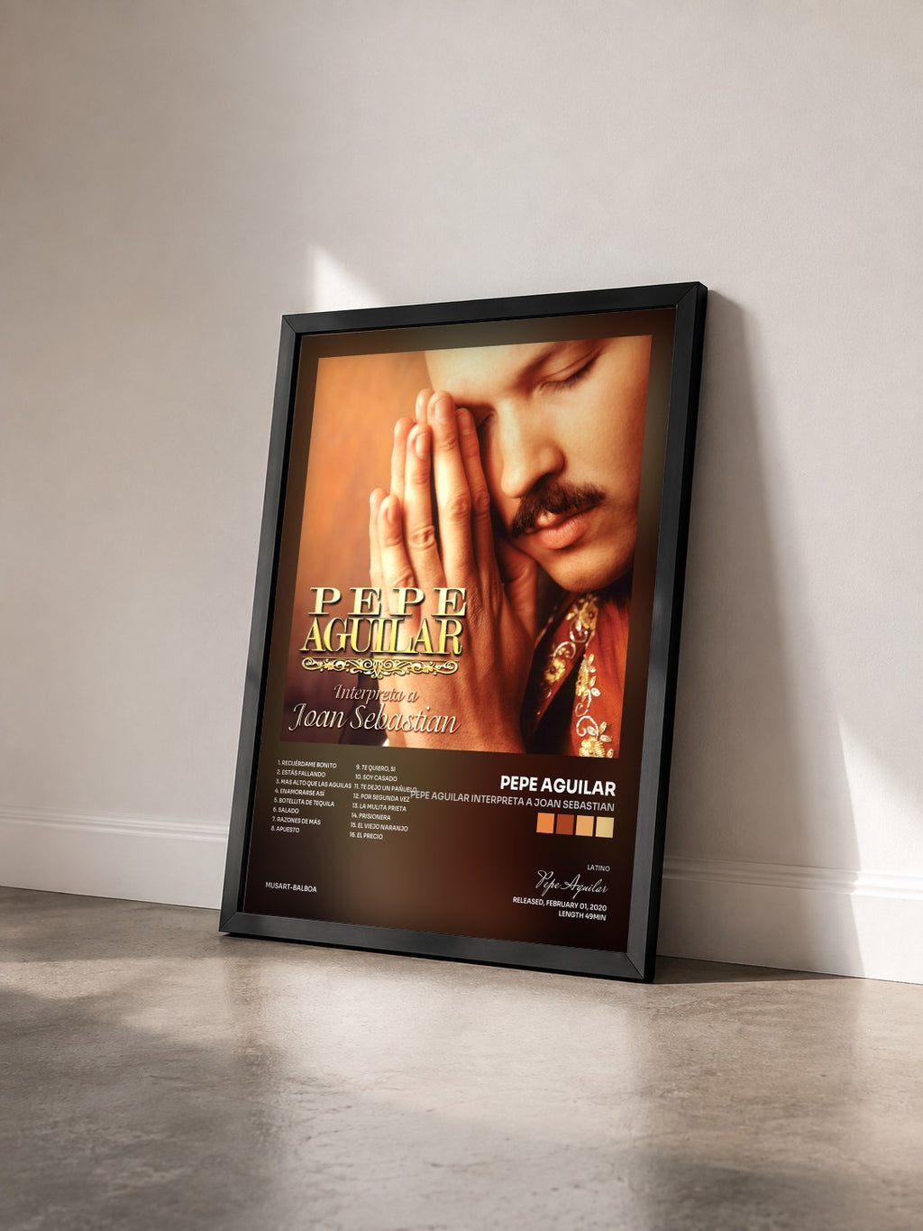 #noir Tableau de l'album Pepe Aguilar Interpreta A Joan Sebastian de Pepe Aguilar vu de trois quarts, cadre noir