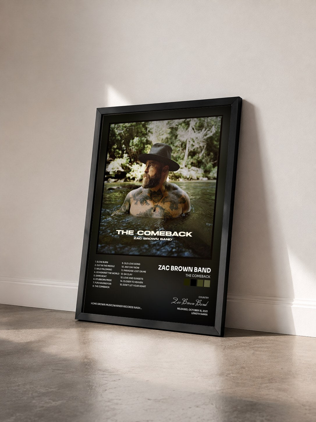 #noir Tableau de l'album The Comeback de Zac Brown Band vu de trois quarts, cadre noir