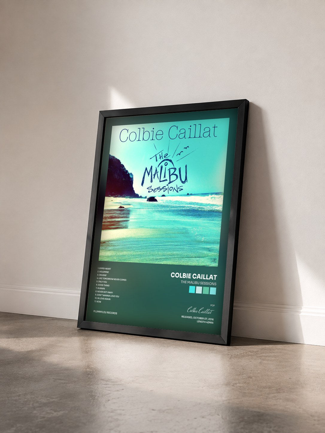 #noir Tableau de l'album The Malibu Sessions de Colbie Caillat vu de trois quarts, cadre noir