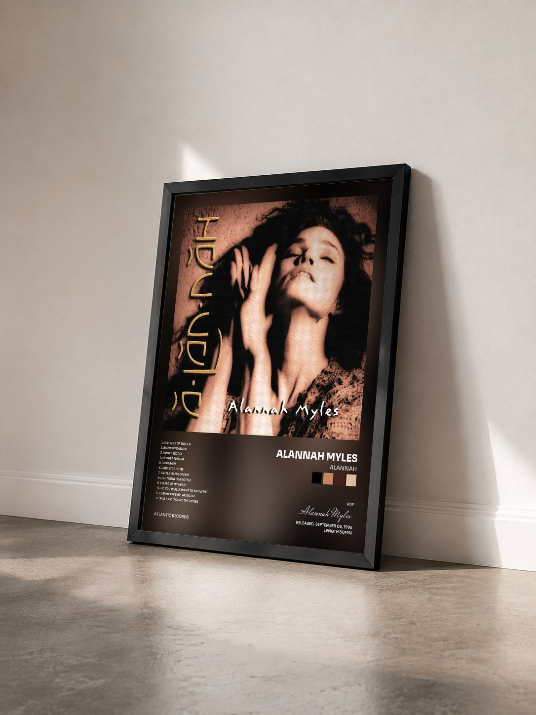 #noir Tableau de l'album Alannah de Alannah Myles vu de trois quarts, cadre noir