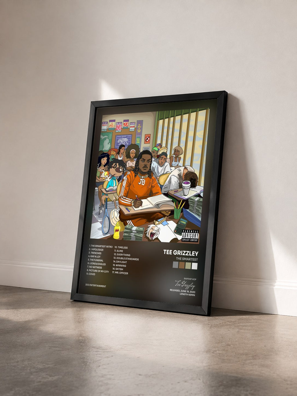 #noir Tableau de l'album The Smartest de Tee Grizzley vu de trois quarts, cadre noir