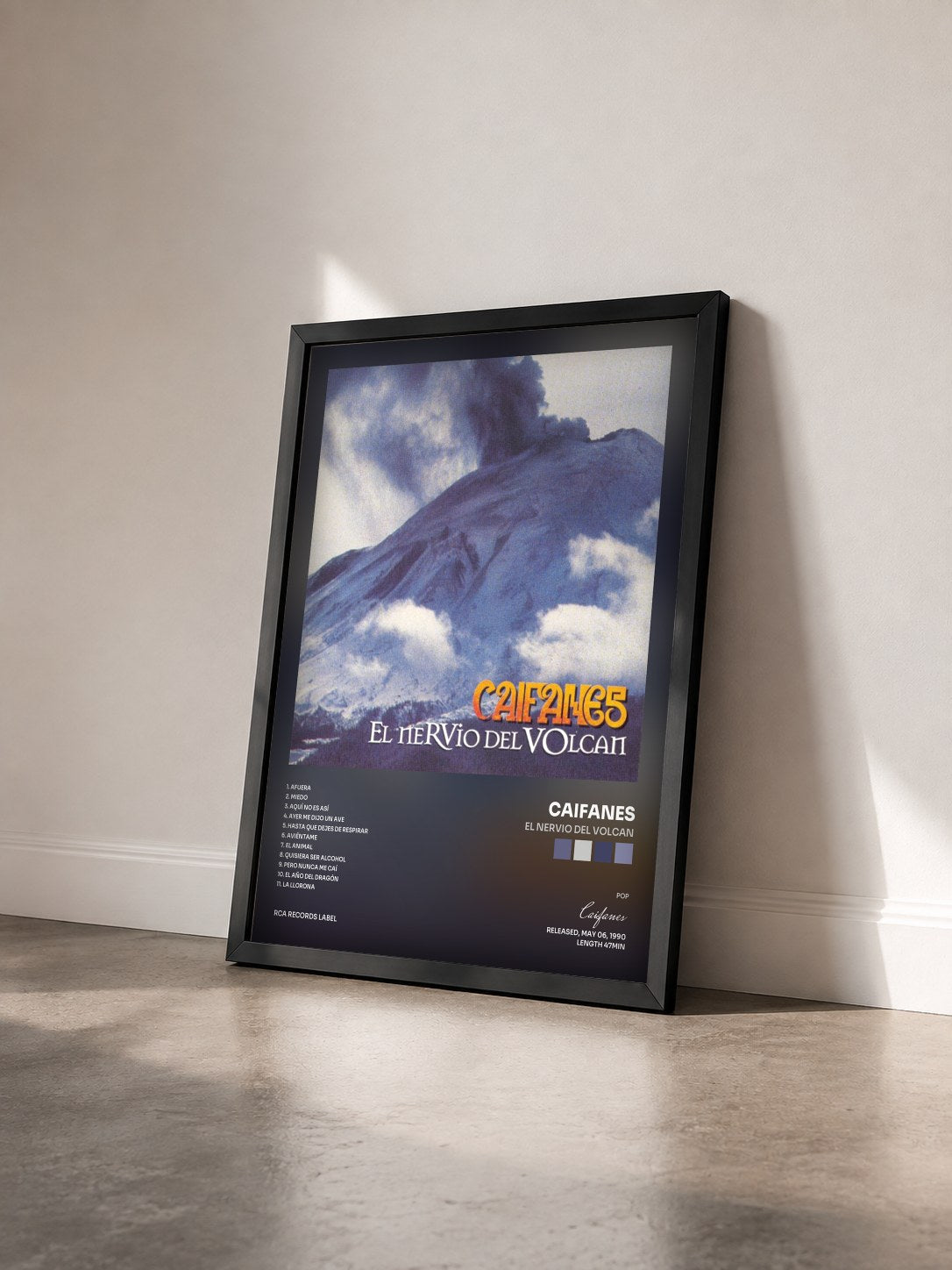 #noir Tableau de l'album El Nervio Del Volcan de Caifanes vu de trois quarts, cadre noir