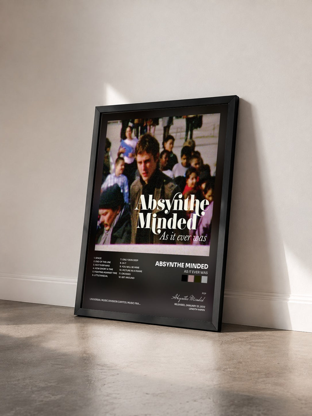 #noir Tableau de l'album As It Ever Was de Absynthe Minded vu de trois quarts, cadre noir