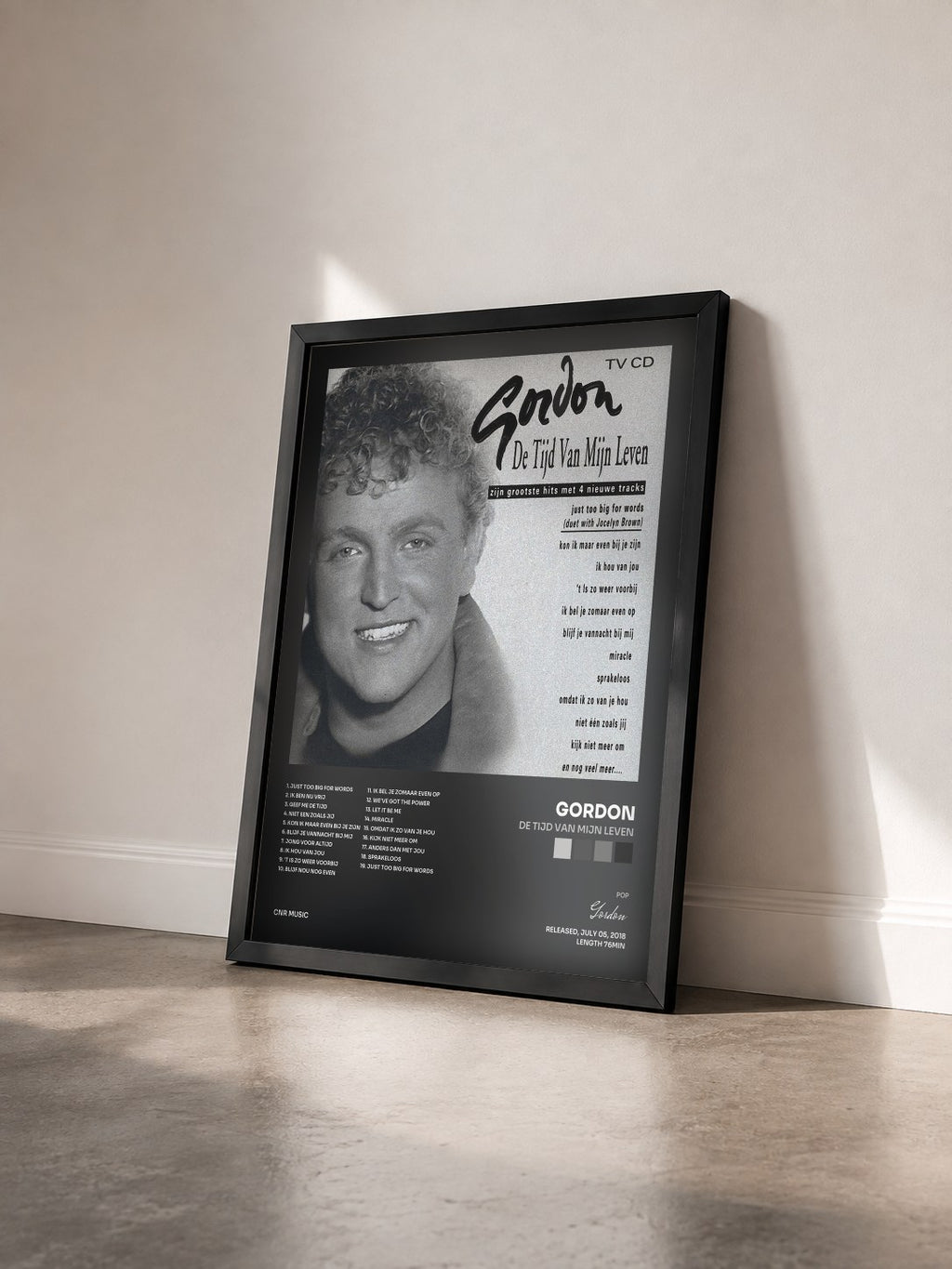 #noir Tableau de l'album De Tijd Van Mijn Leven de Gordon vu de trois quarts, cadre noir
