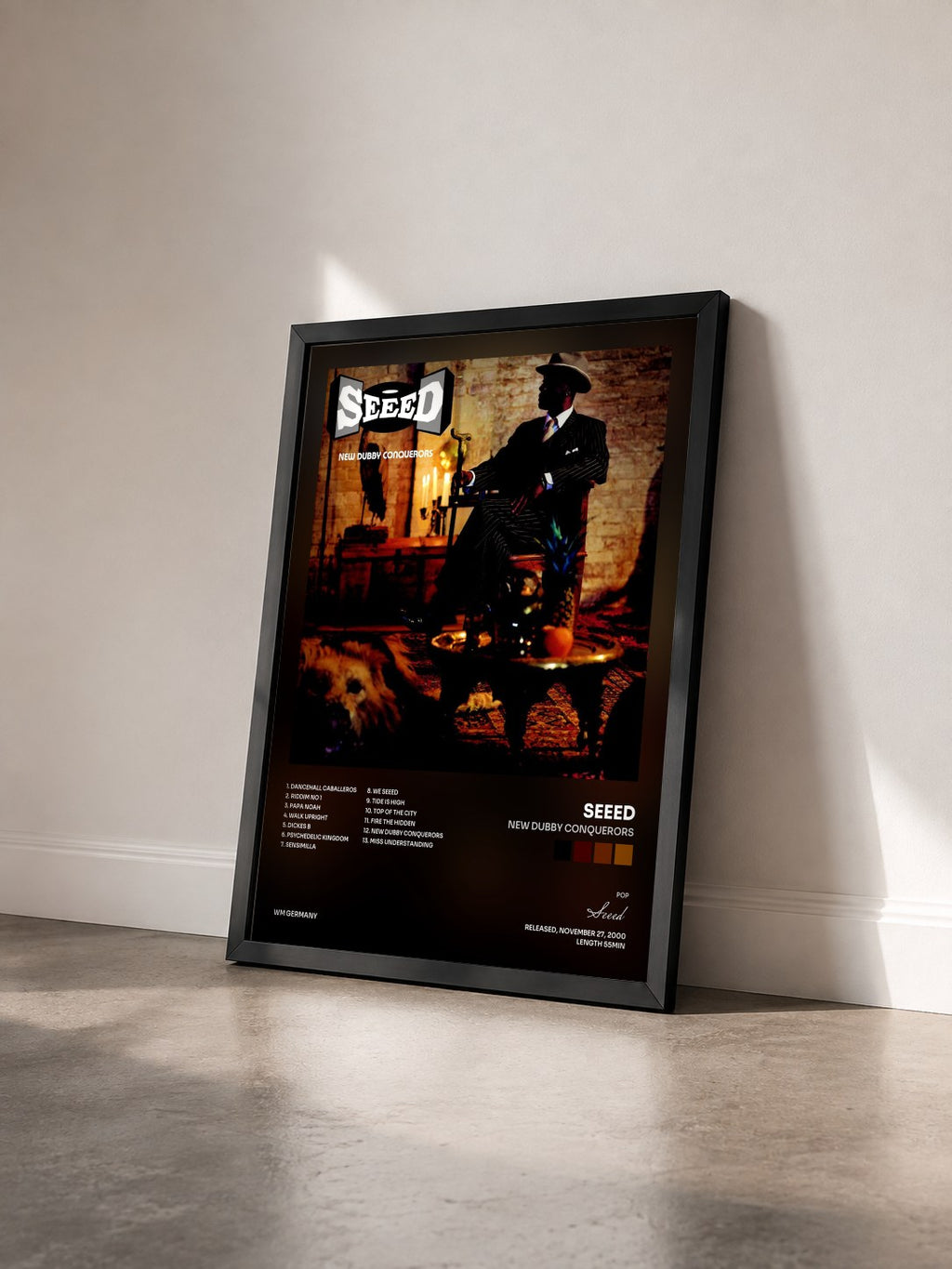 #noir Tableau de l'album New Dubby Conquerors de Seeed vu de trois quarts, cadre noir