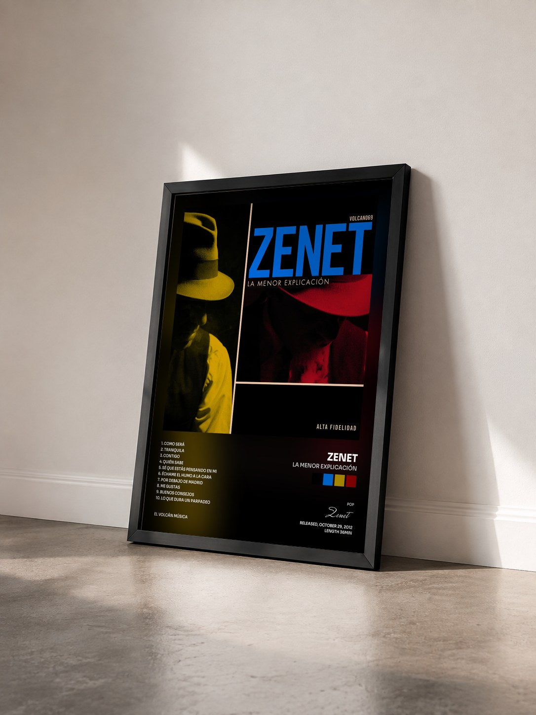 #noir Tableau de l'album La Menor Explicación de Zenet vu de trois quarts, cadre noir