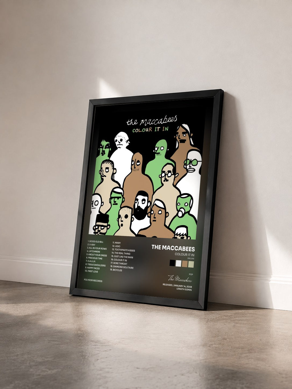 #noir Tableau de l'album Colour It In (Deluxe) de The Maccabees vu de trois quarts, cadre noir