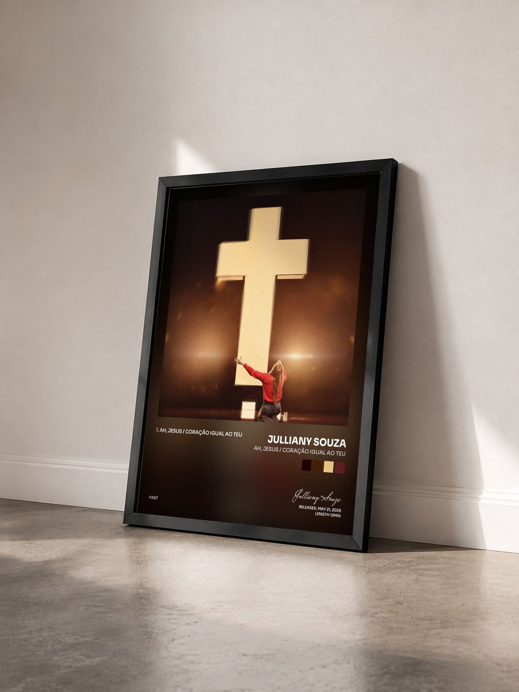 #noir Tableau de l'album AH, JESUS / CORAÇÃO IGUAL AO TEU de Julliany Souza vu de trois quarts, cadre noir