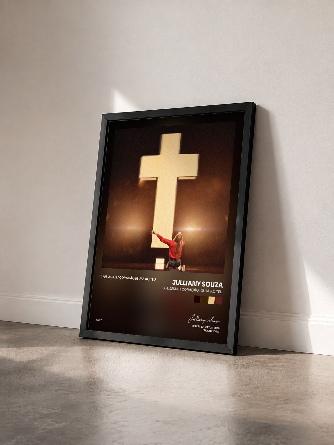 #noir Tableau de l'album AH, JESUS / CORAÇÃO IGUAL AO TEU de Julliany Souza vu de trois quarts, cadre noir