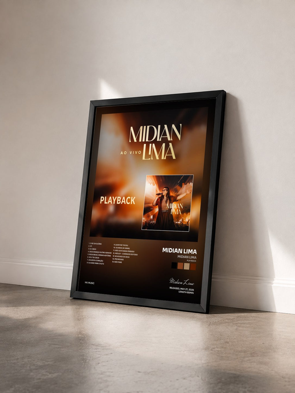 #noir Tableau de l'album Midian Lima (Playback) de Midian Lima vu de trois quarts, cadre noir