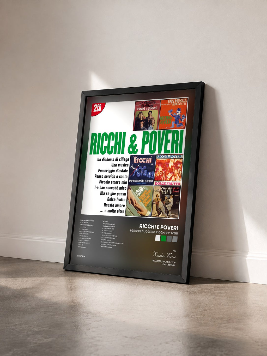 #noir Tableau de l'album I Grandi Successi: Ricchi & Poveri de Ricchi e Poveri vu de trois quarts, cadre noir