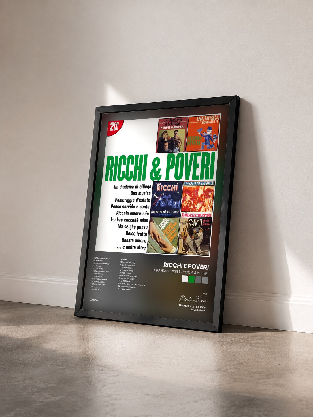 #noir Tableau de l'album I Grandi Successi: Ricchi & Poveri de Ricchi e Poveri vu de trois quarts, cadre noir