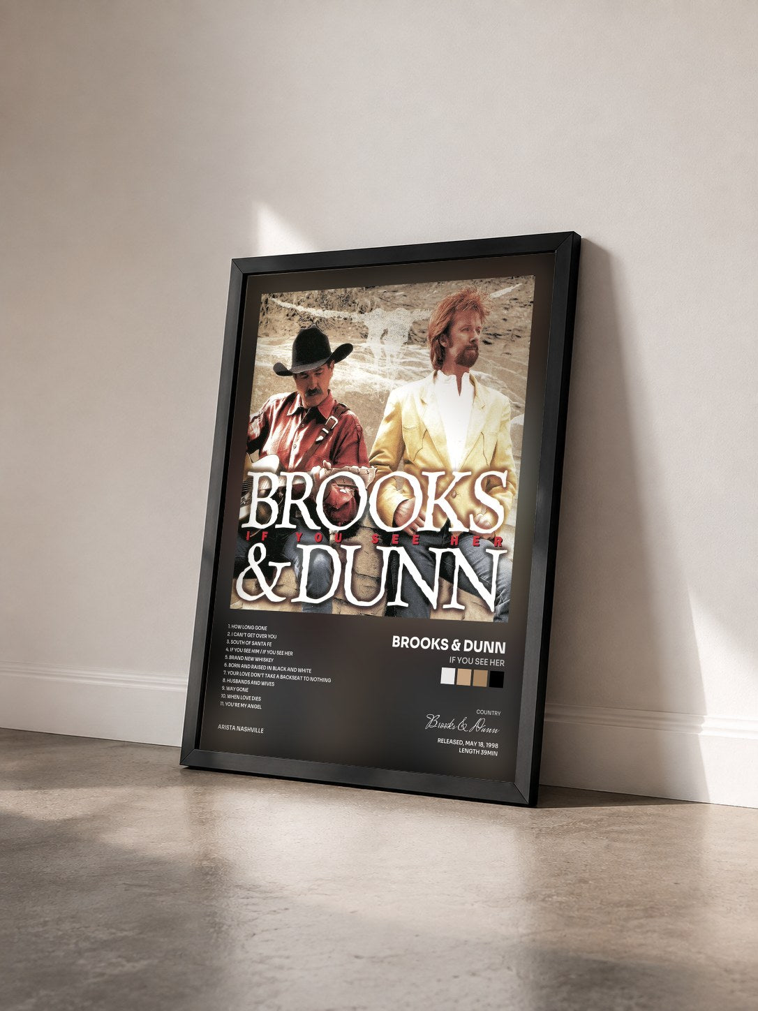 #noir Tableau de l'album If You See Her de Brooks & Dunn vu de trois quarts, cadre noir