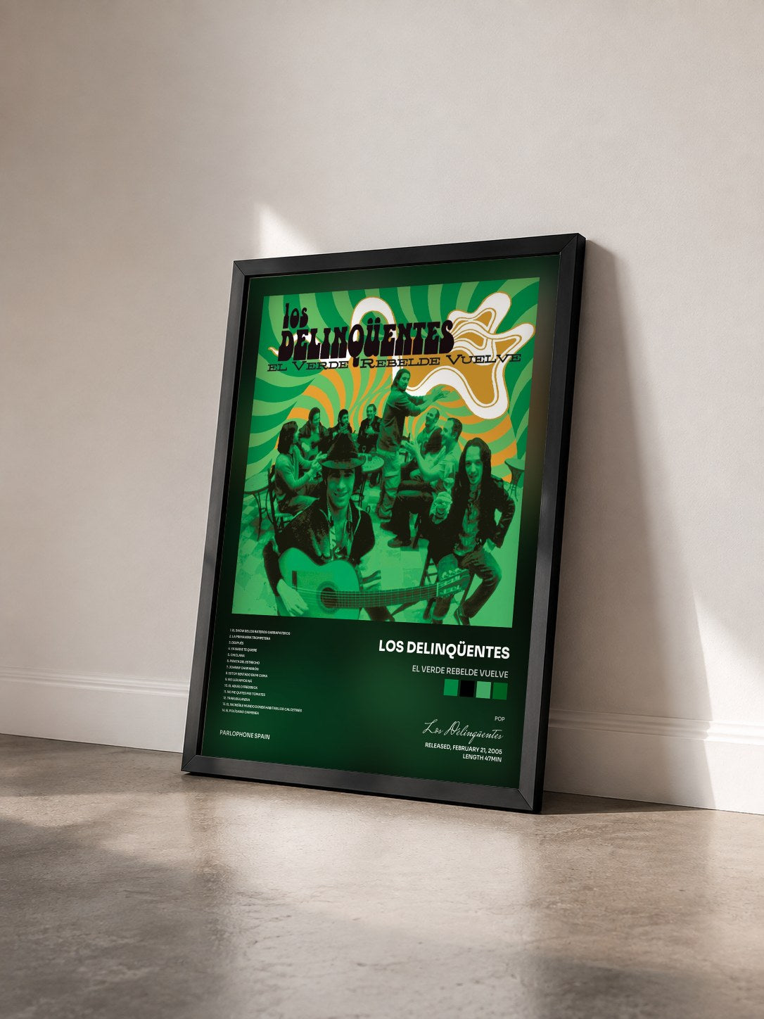 #noir Tableau de l'album El Verde Rebelde Vuelve de Los Delinqüentes vu de trois quarts, cadre noir