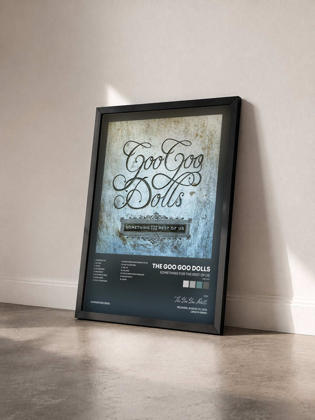 #noir Tableau de l'album Something for the Rest of Us (Deluxe) de The Goo Goo Dolls vu de trois quarts, cadre noir