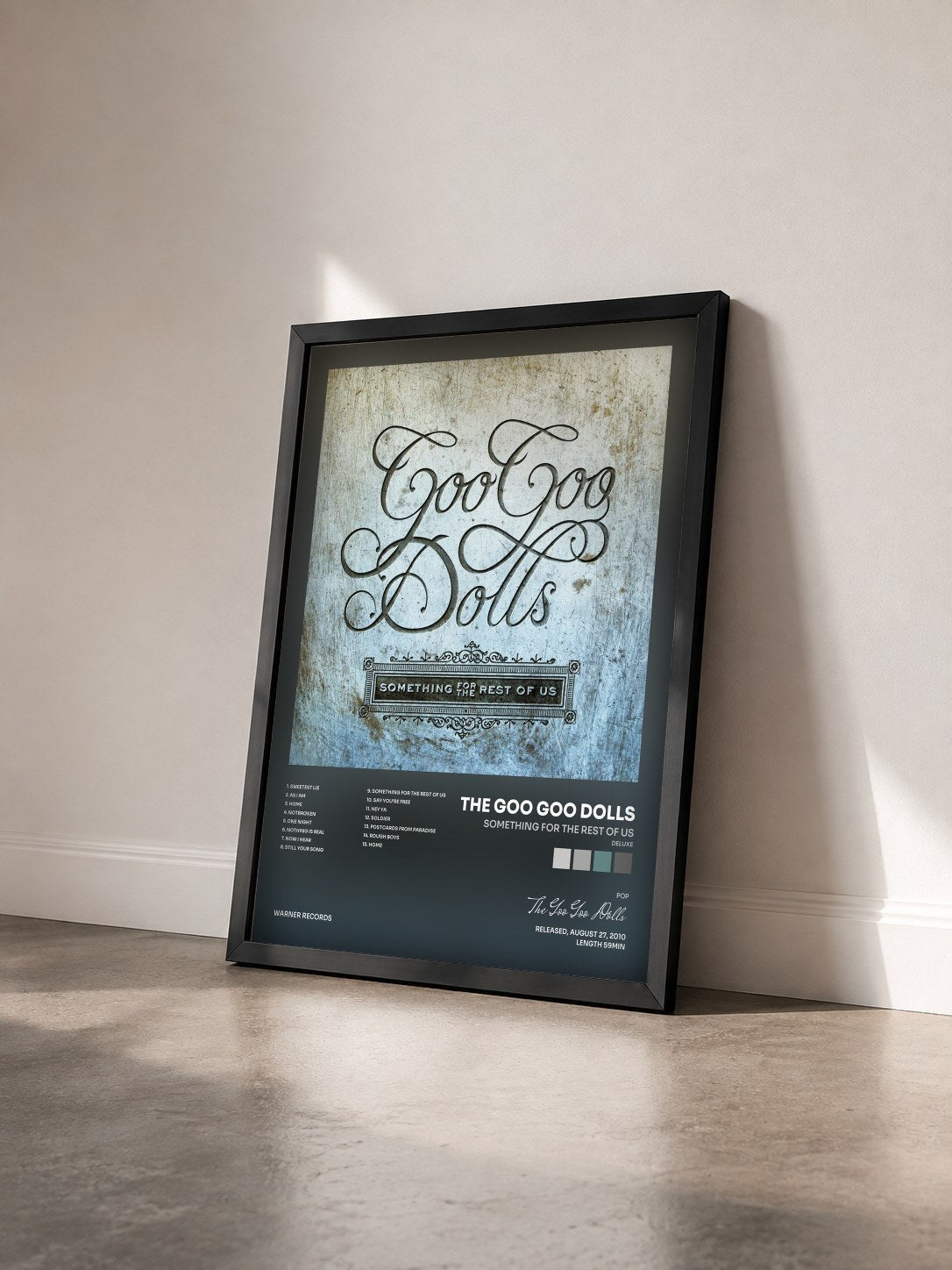 #noir Tableau de l'album Something for the Rest of Us (Deluxe) de The Goo Goo Dolls vu de trois quarts, cadre noir