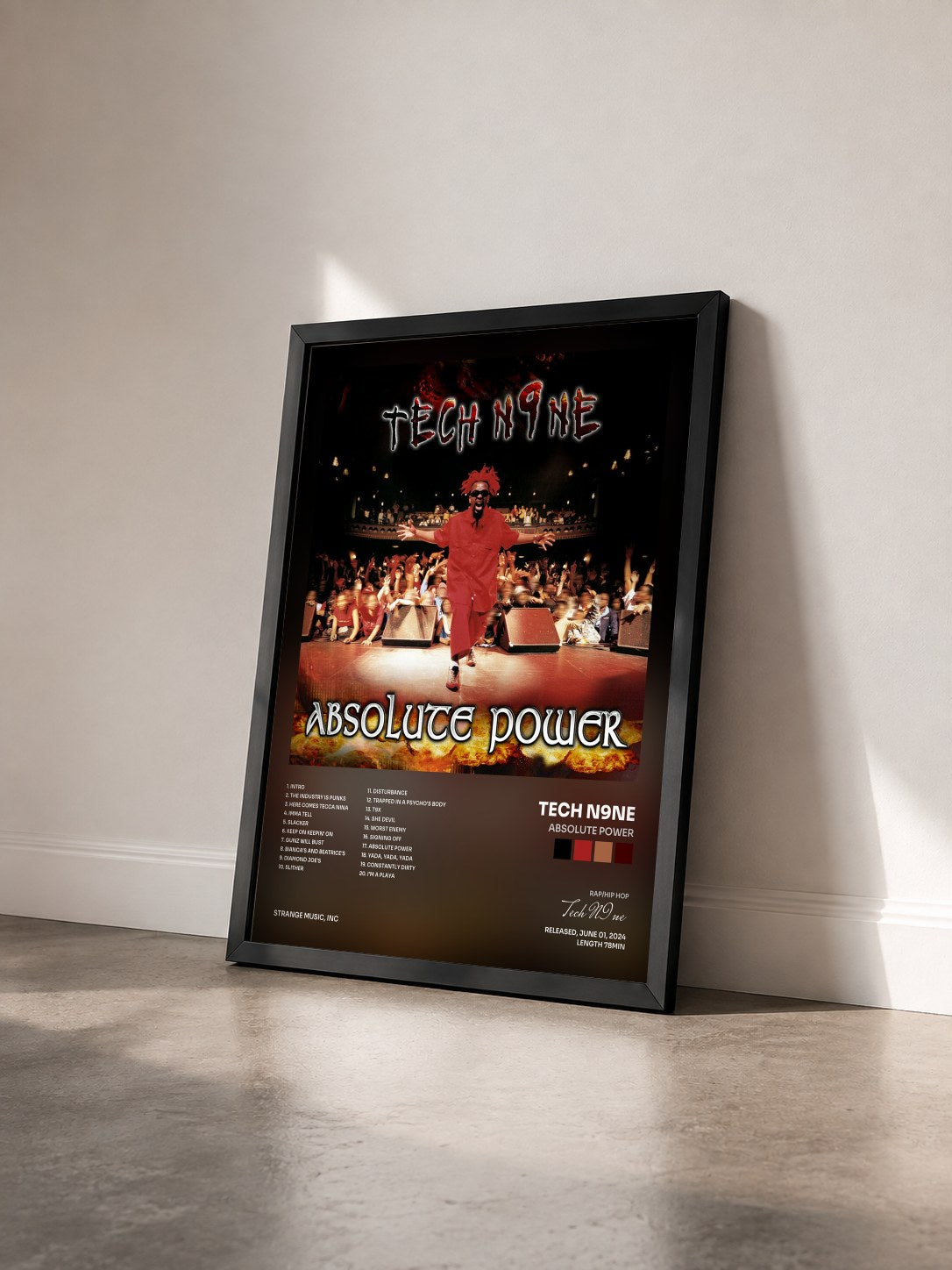 #noir Tableau de l'album Absolute Power de Tech N9ne vu de trois quarts, cadre noir