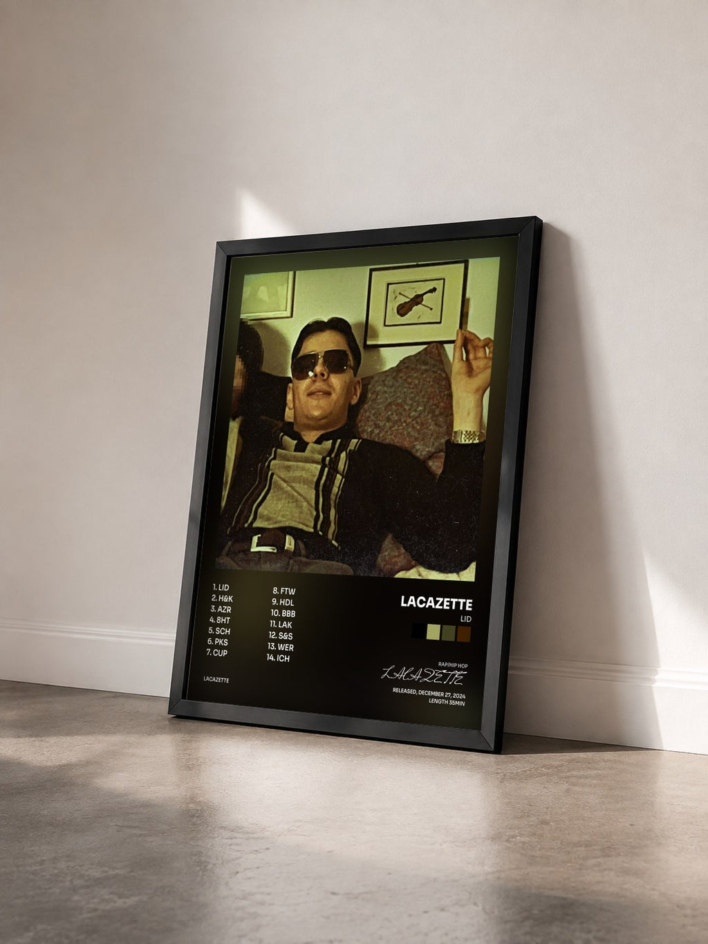 #noir Tableau de l'album LID de LACAZETTE vu de trois quarts, cadre noir