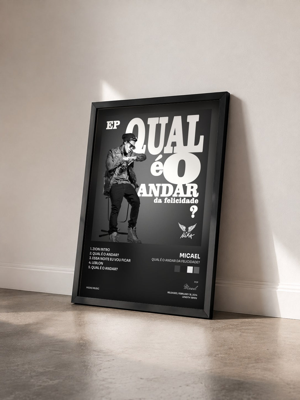 #noir Tableau de l'album Qual É o Andar da Felicidade? de Micael vu de trois quarts, cadre noir