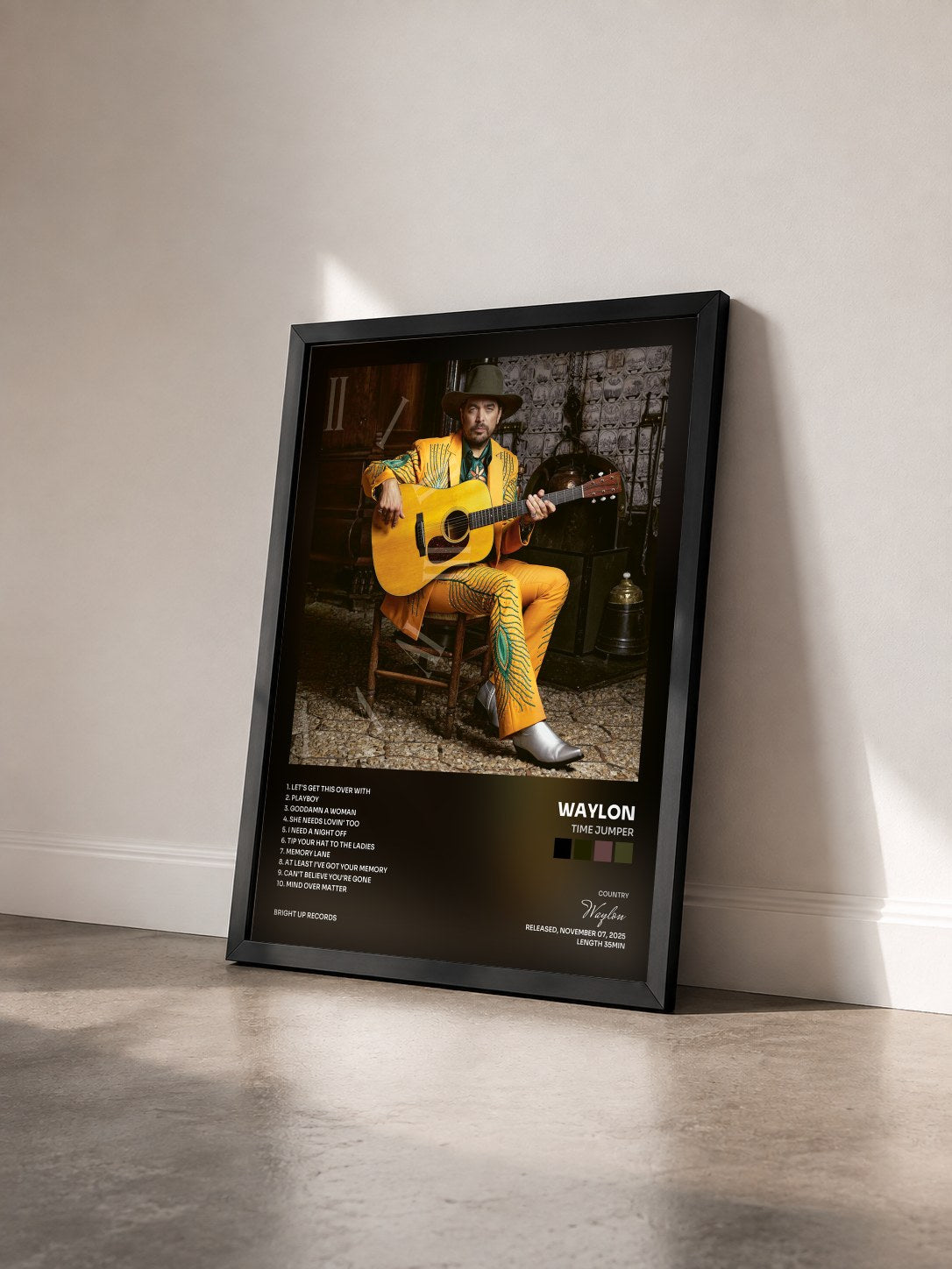 #noir Tableau de l'album Time Jumper de Waylon vu de trois quarts, cadre noir