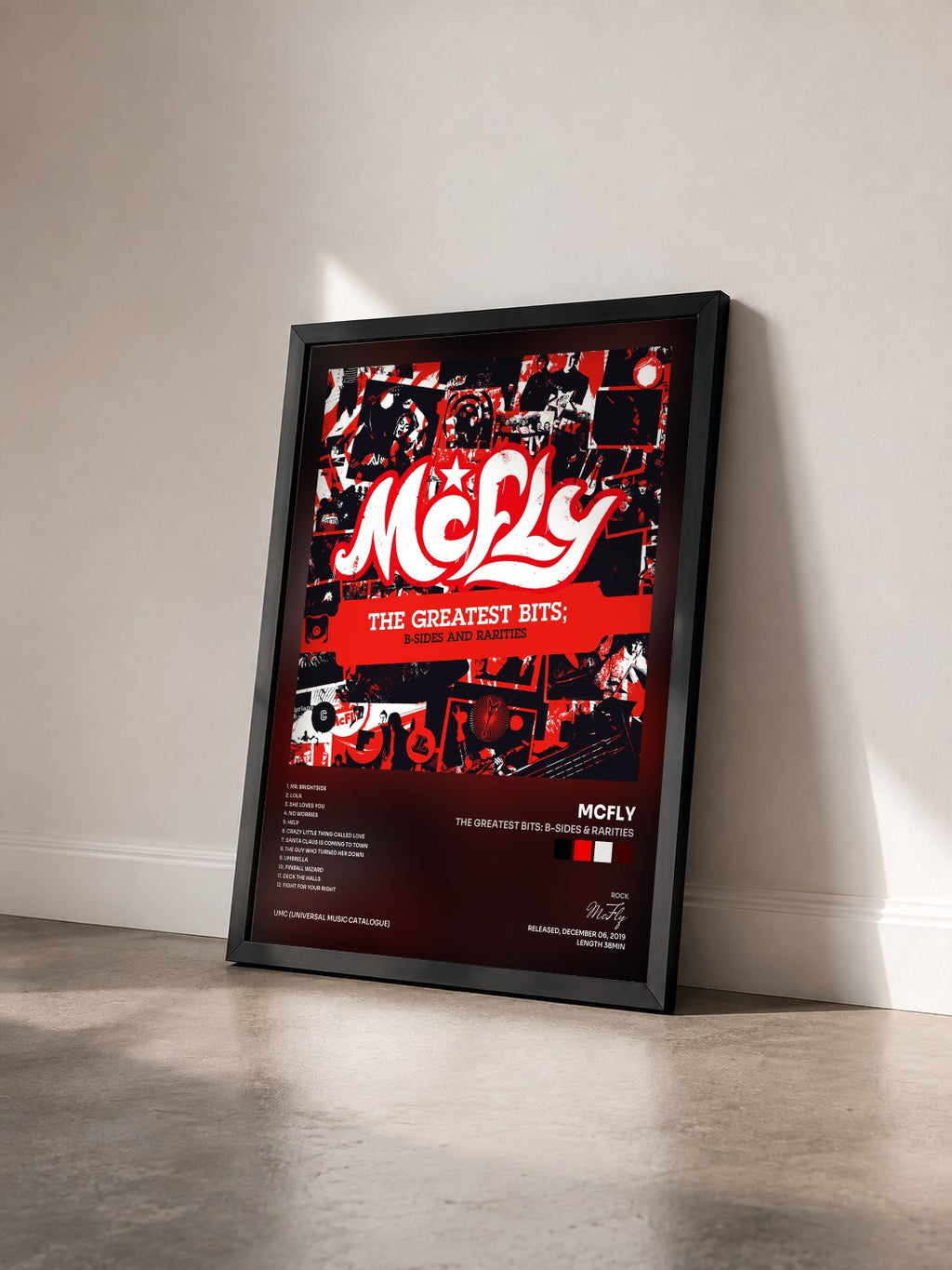#noir Tableau de l'album The Greatest Bits: B-Sides & Rarities de McFly vu de trois quarts, cadre noir