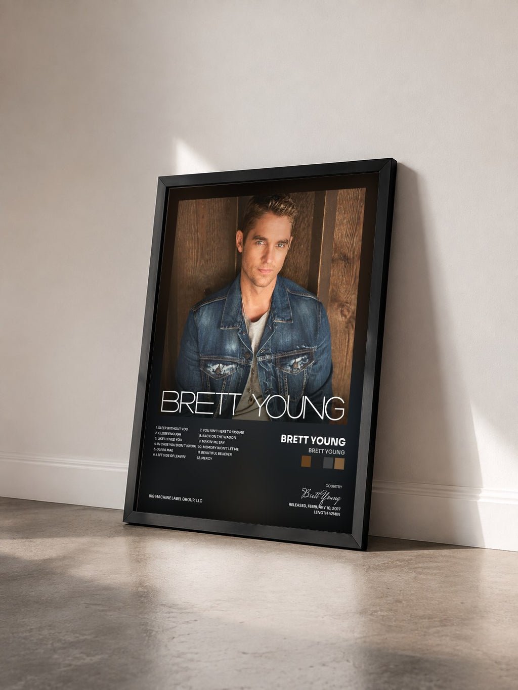 #noir Tableau de l'album Brett Young de Brett Young vu de trois quarts, cadre noir