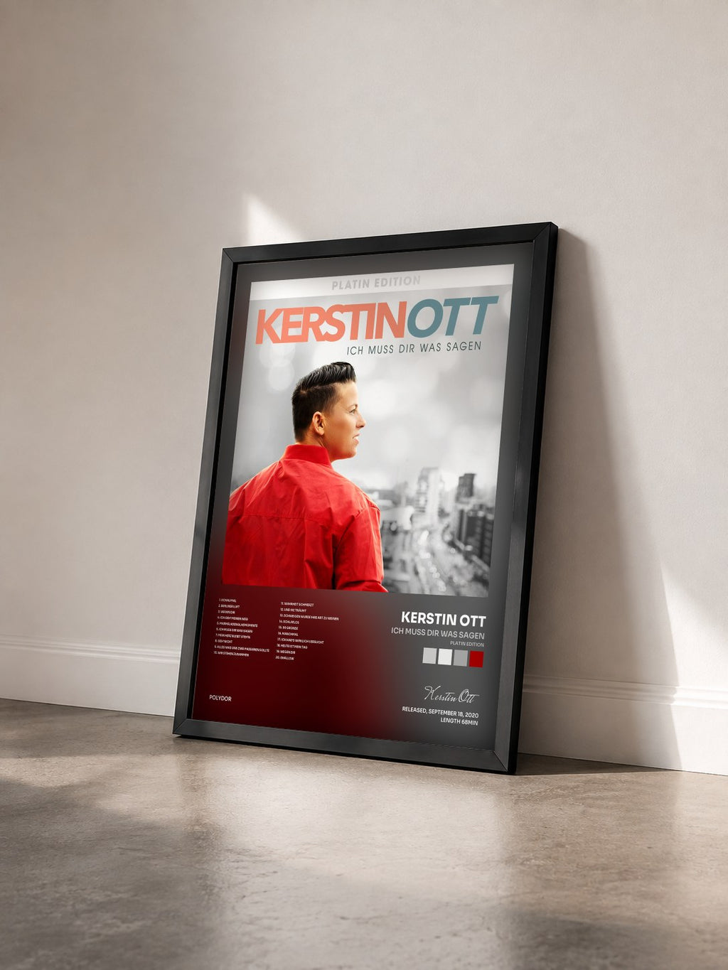 #noir Tableau de l'album Ich muss Dir was sagen (Platin Edition) de Kerstin Ott vu de trois quarts, cadre noir
