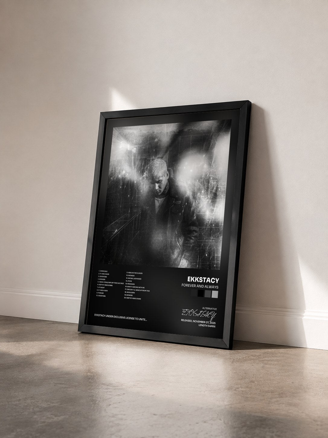#noir Tableau de l'album forever and always de EKKSTACY vu de trois quarts, cadre noir