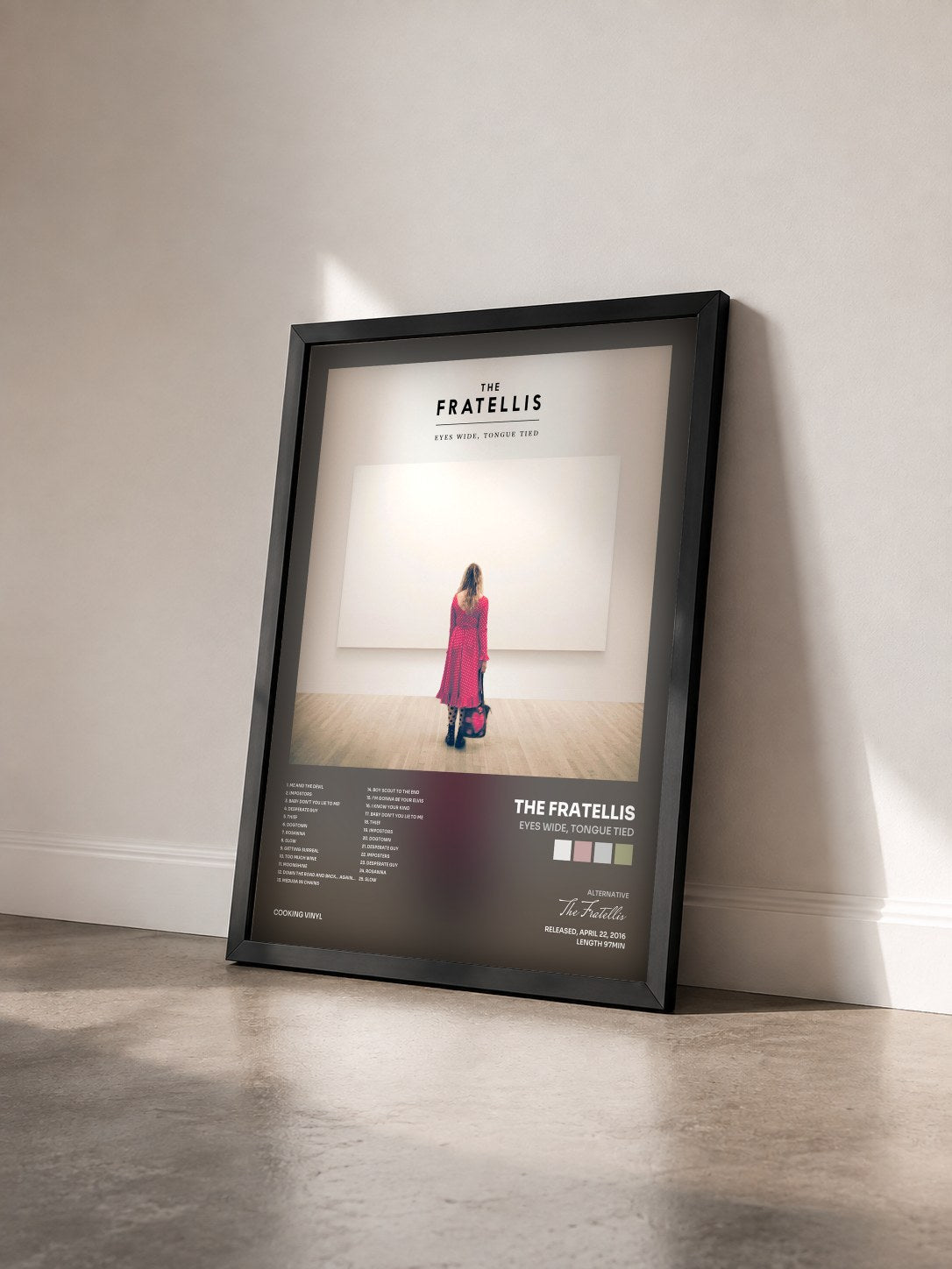 #noir Tableau de l'album Eyes Wide, Tongue Tied de The Fratellis vu de trois quarts, cadre noir