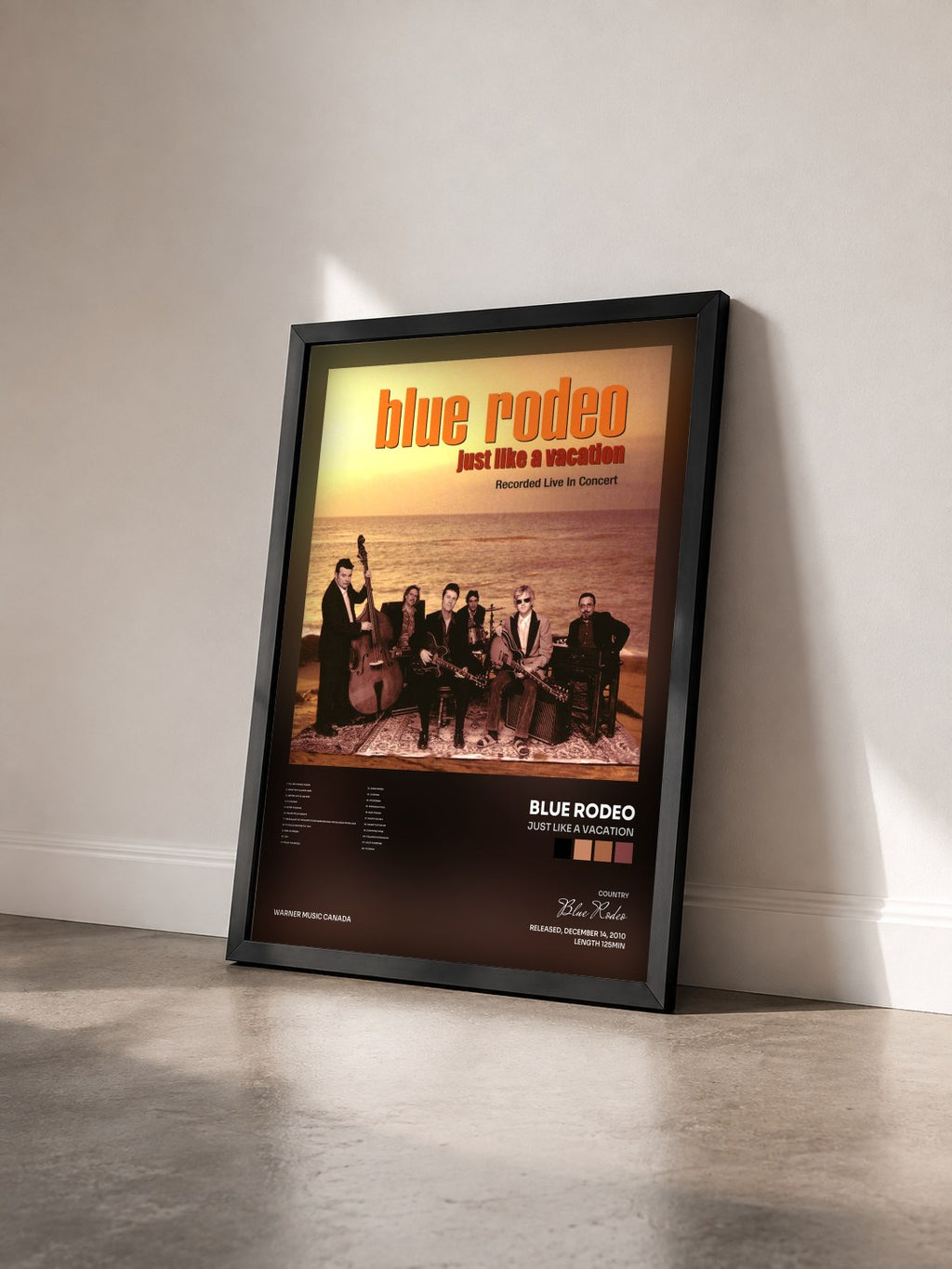 #noir Tableau de l'album Just Like a Vacation de Blue Rodeo vu de trois quarts, cadre noir