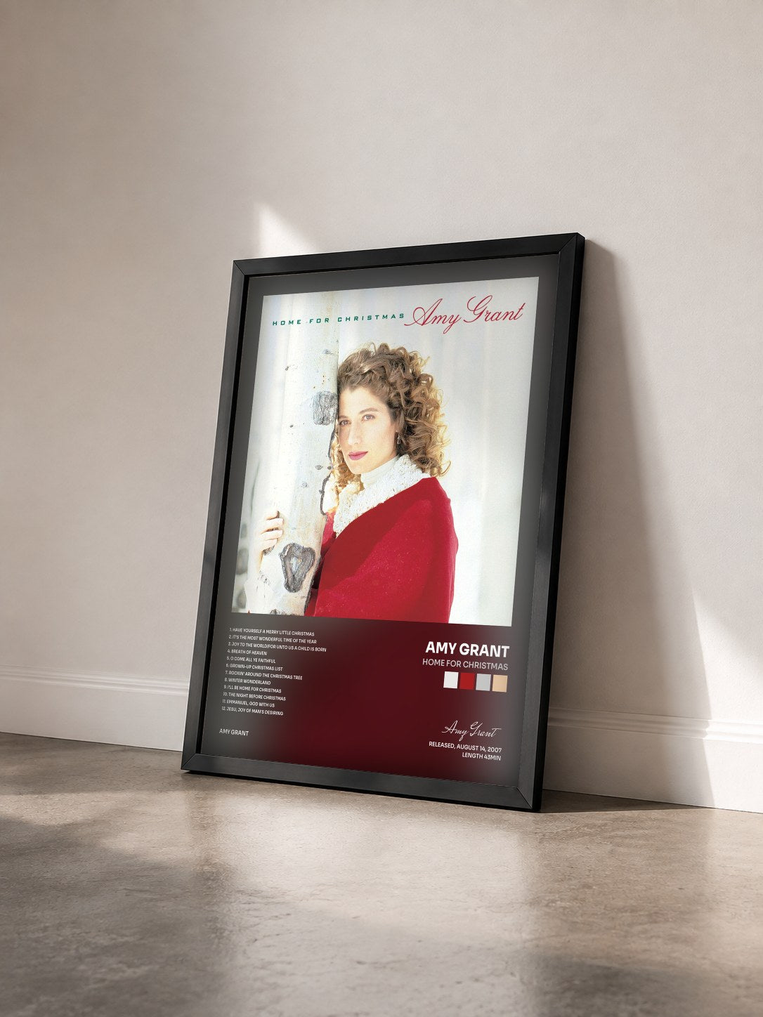 #noir Tableau de l'album Home For Christmas de Amy Grant vu de trois quarts, cadre noir