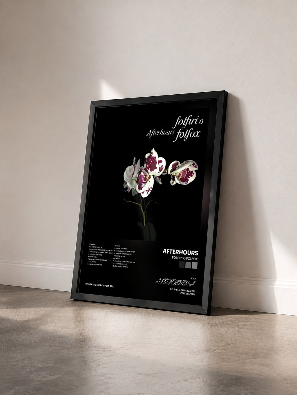 #noir Tableau de l'album Folfiri o Folfox de AFTERHOURS vu de trois quarts, cadre noir