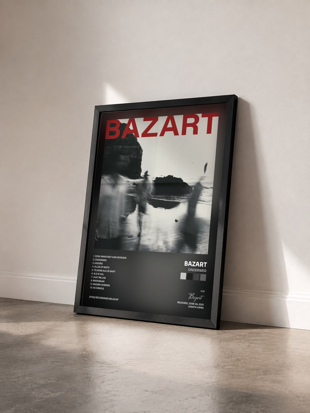 #noir Tableau de l'album Onderweg de Bazart vu de trois quarts, cadre noir