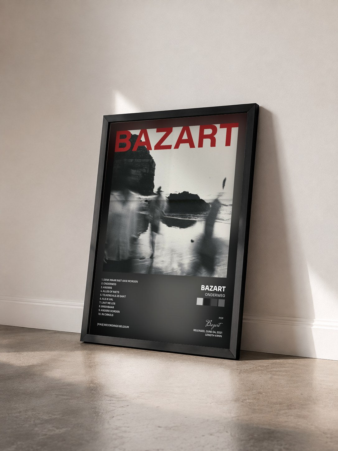 #noir Tableau de l'album Onderweg de Bazart vu de trois quarts, cadre noir