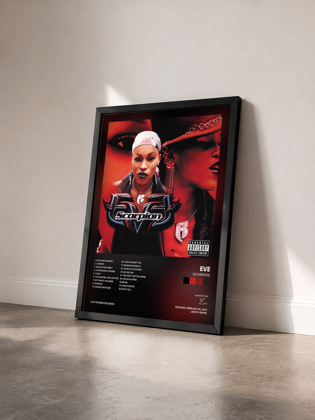 #noir Tableau de l'album Scorpion de Eve vu de trois quarts, cadre noir