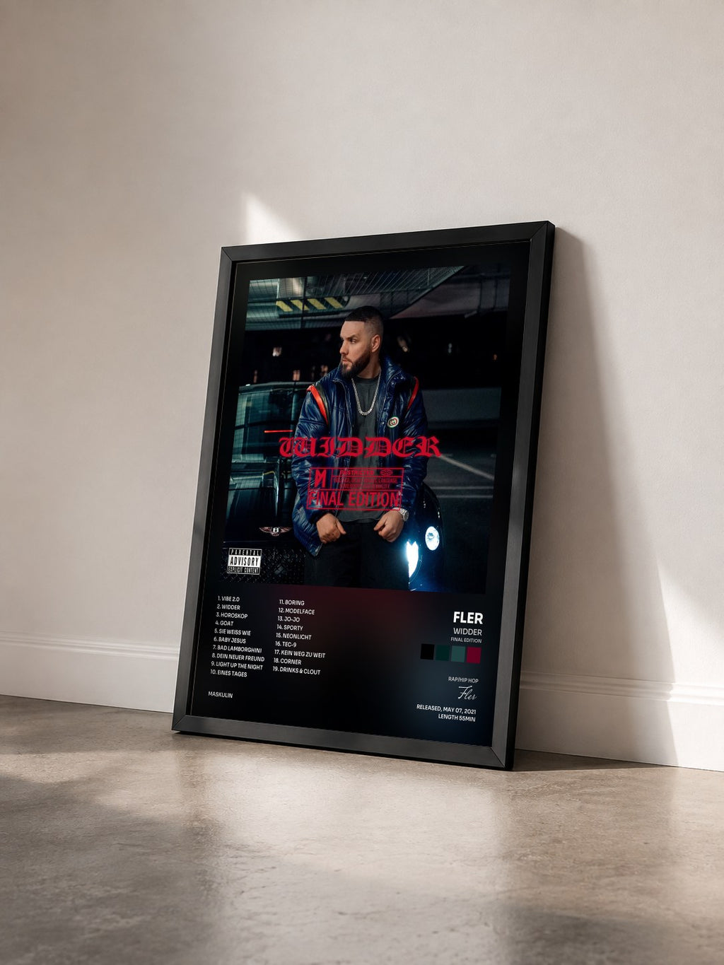 #noir Tableau de l'album WIDDER (FINAL EDITION) de Fler vu de trois quarts, cadre noir