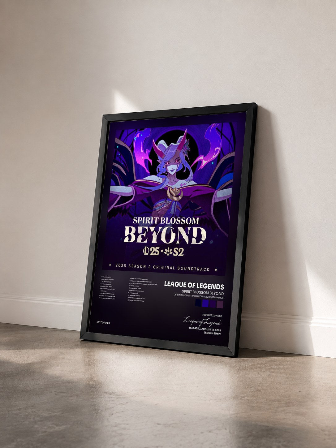 #noir Tableau de l'album Spirit Blossom Beyond (Original Soundtrack from League of Legends) de League of Legends vu de trois quarts, cadre noir