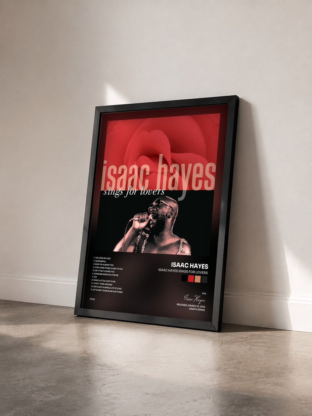 #noir Tableau de l'album Isaac Hayes Sings For Lovers de Isaac Hayes vu de trois quarts, cadre noir