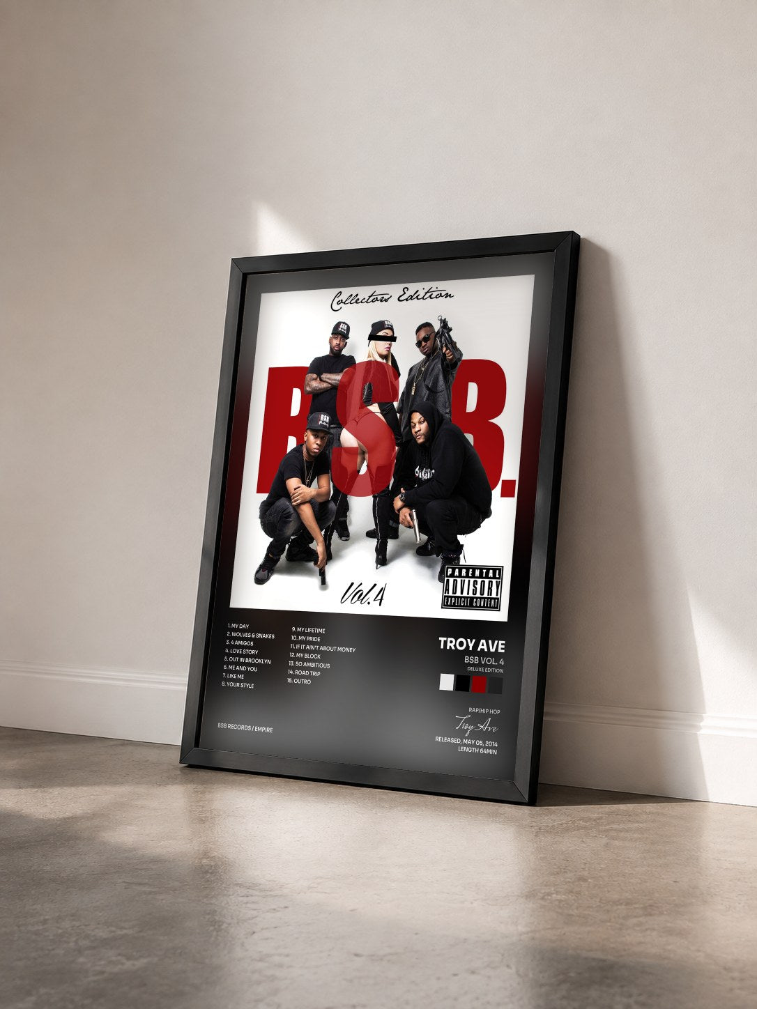 #noir Tableau de l'album BSB Vol. 4 (Deluxe Edition) de Troy Ave vu de trois quarts, cadre noir