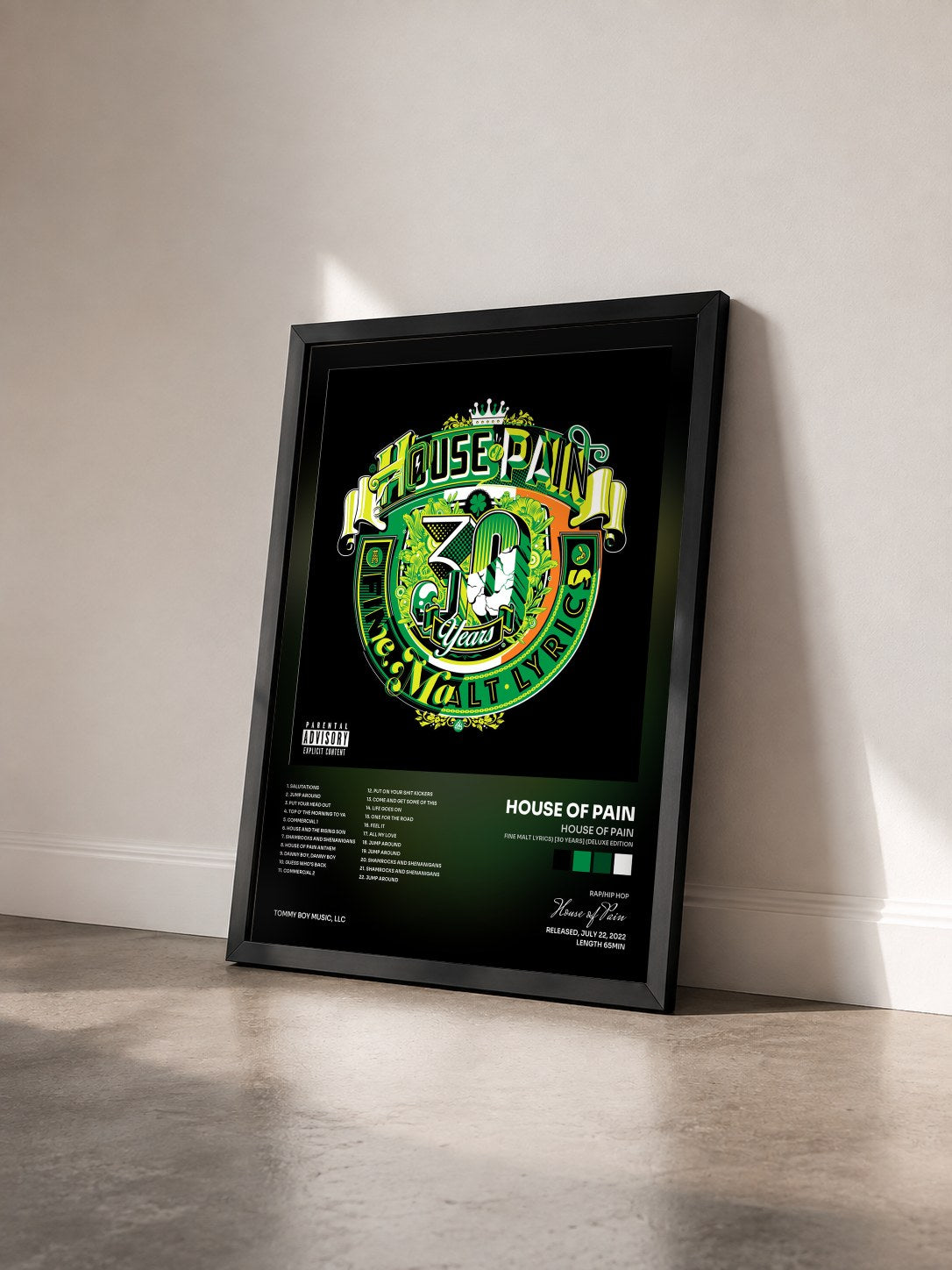 #noir Tableau de l'album House of Pain (Fine Malt Lyrics) [30 Years] (Deluxe Edition) de House of Pain vu de trois quarts, cadre noir