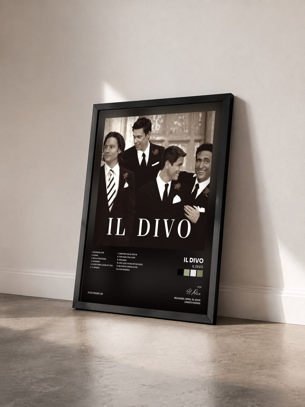 #noir Tableau de l'album Il Divo de Il Divo vu de trois quarts, cadre noir