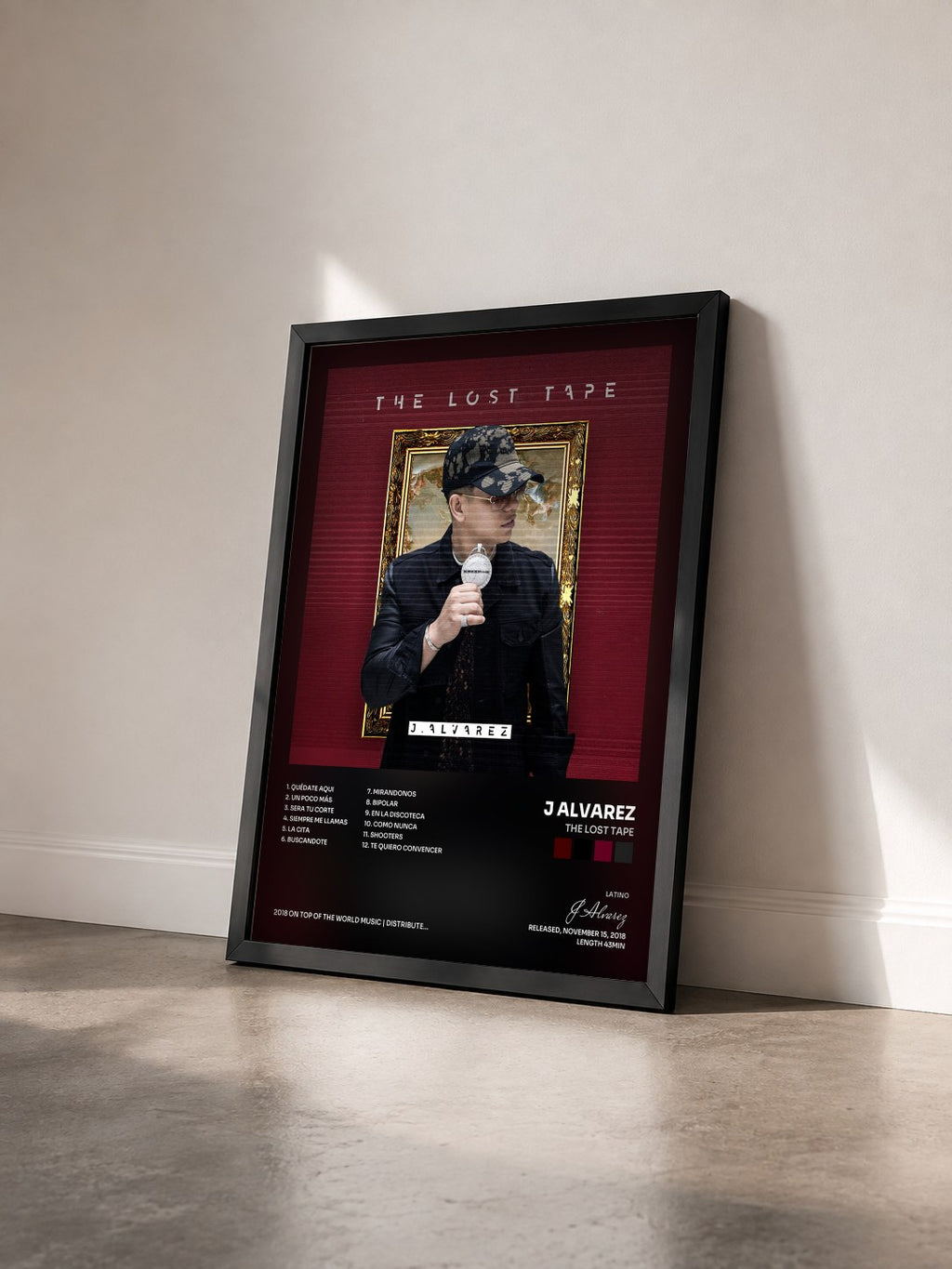 #noir Tableau de l'album The Lost Tape de J Alvarez vu de trois quarts, cadre noir