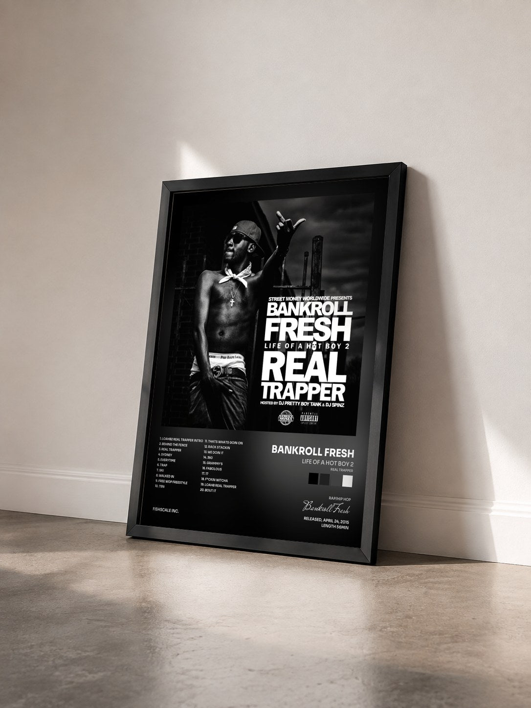 #noir Tableau de l'album Life of a Hot Boy 2 (Real Trapper) de Bankroll Fresh vu de trois quarts, cadre noir
