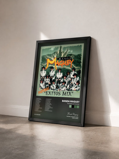 #noir Tableau de l'album Popurri Exitos Mix de Banda Maguey vu de trois quarts, cadre noir