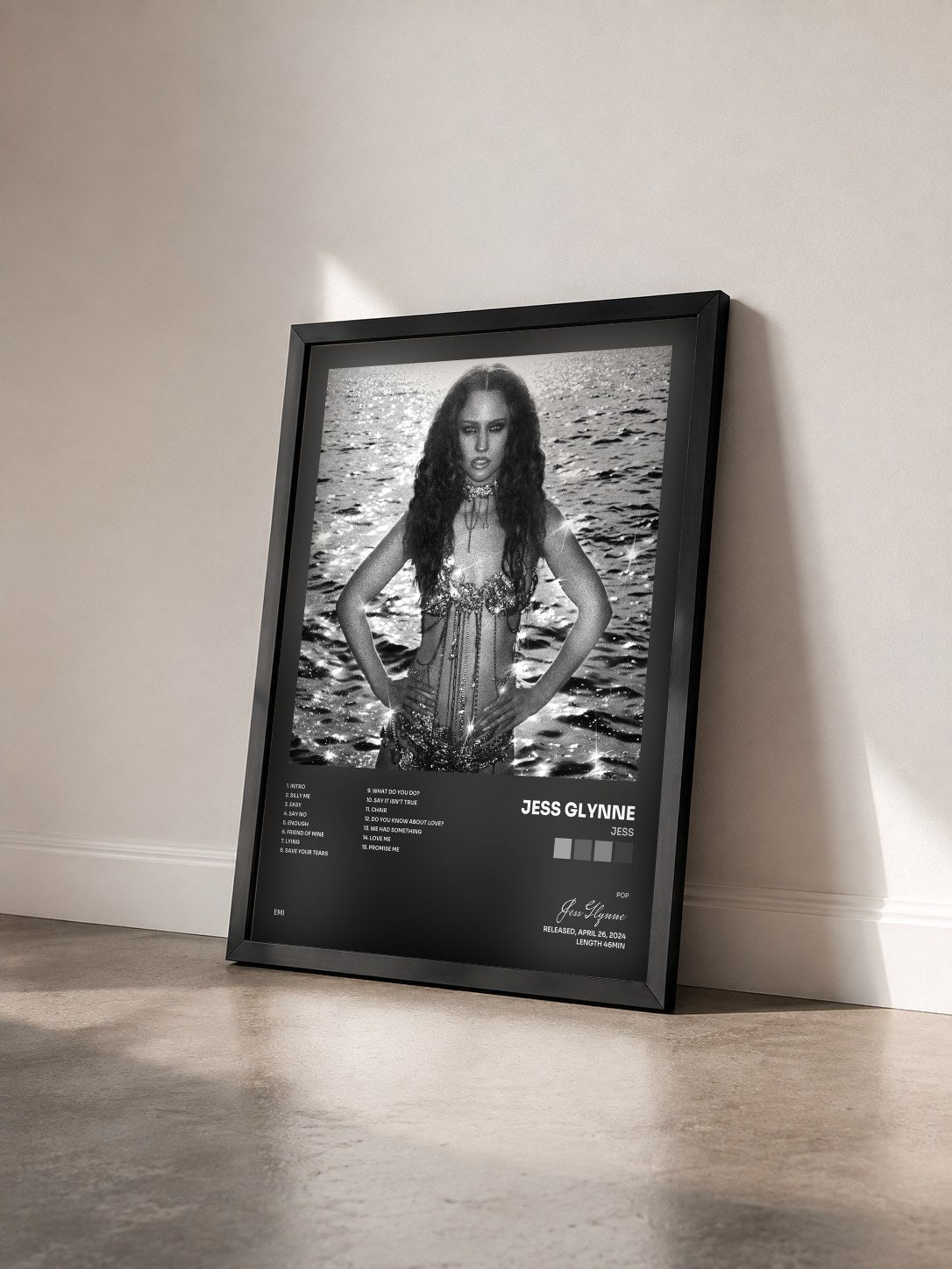#noir Tableau de l'album JESS de Jess Glynne vu de trois quarts, cadre noir