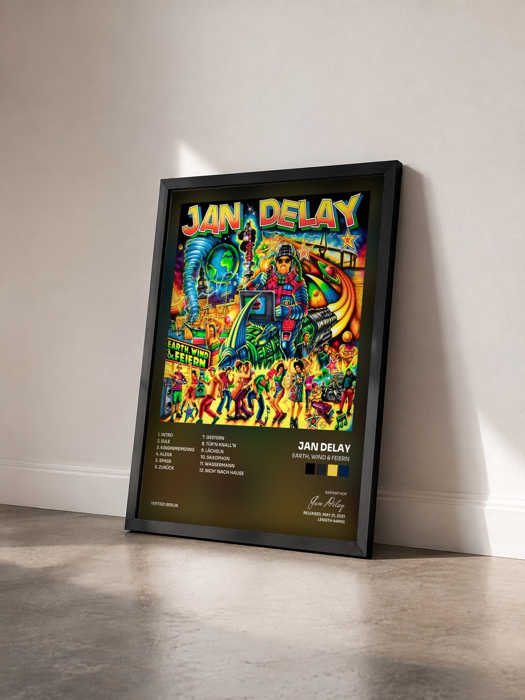 #noir Tableau de l'album Earth, Wind & Feiern de Jan Delay vu de trois quarts, cadre noir