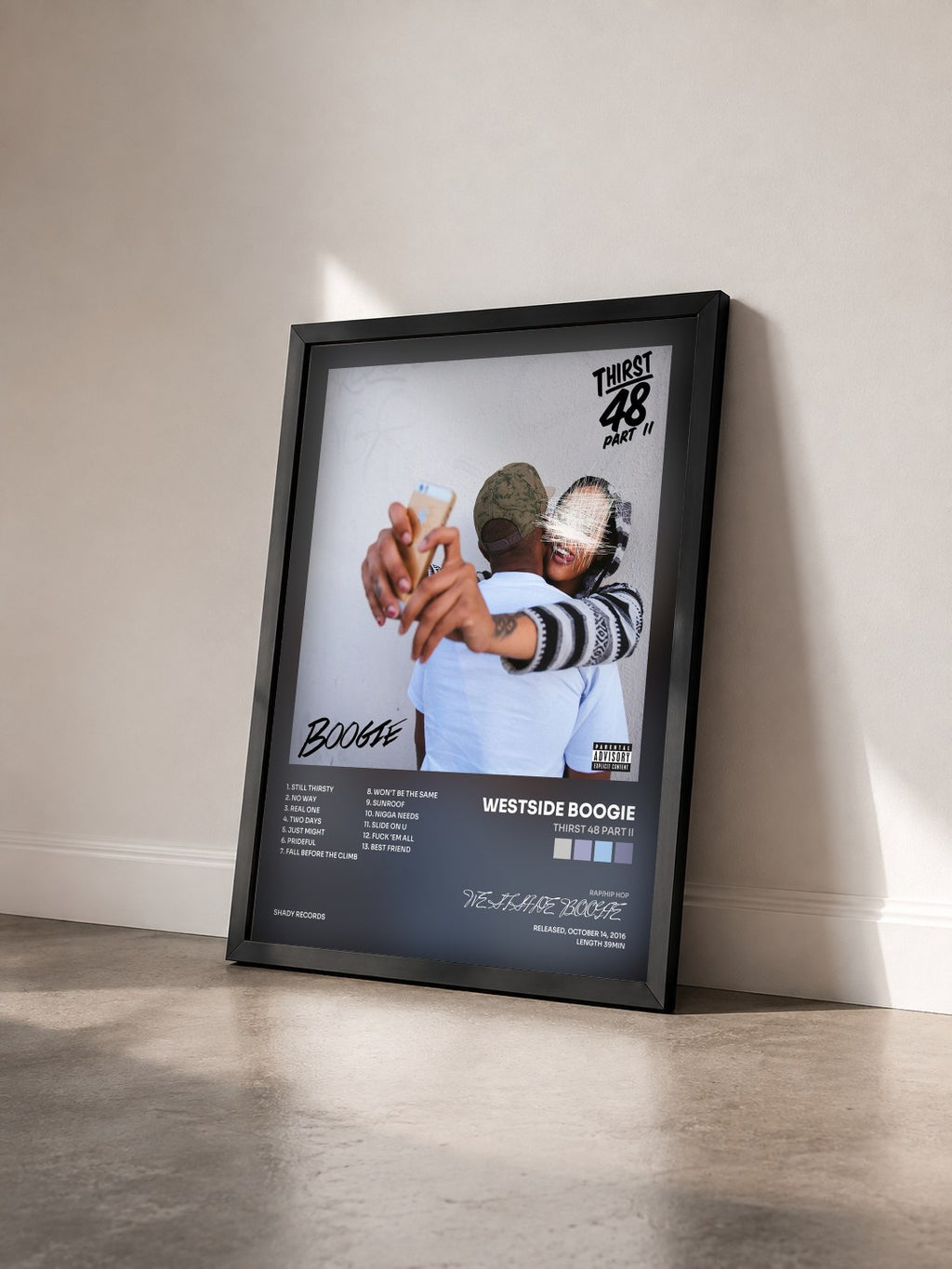 #noir Tableau de l'album Thirst 48 Part II de WESTSIDE BOOGIE vu de trois quarts, cadre noir