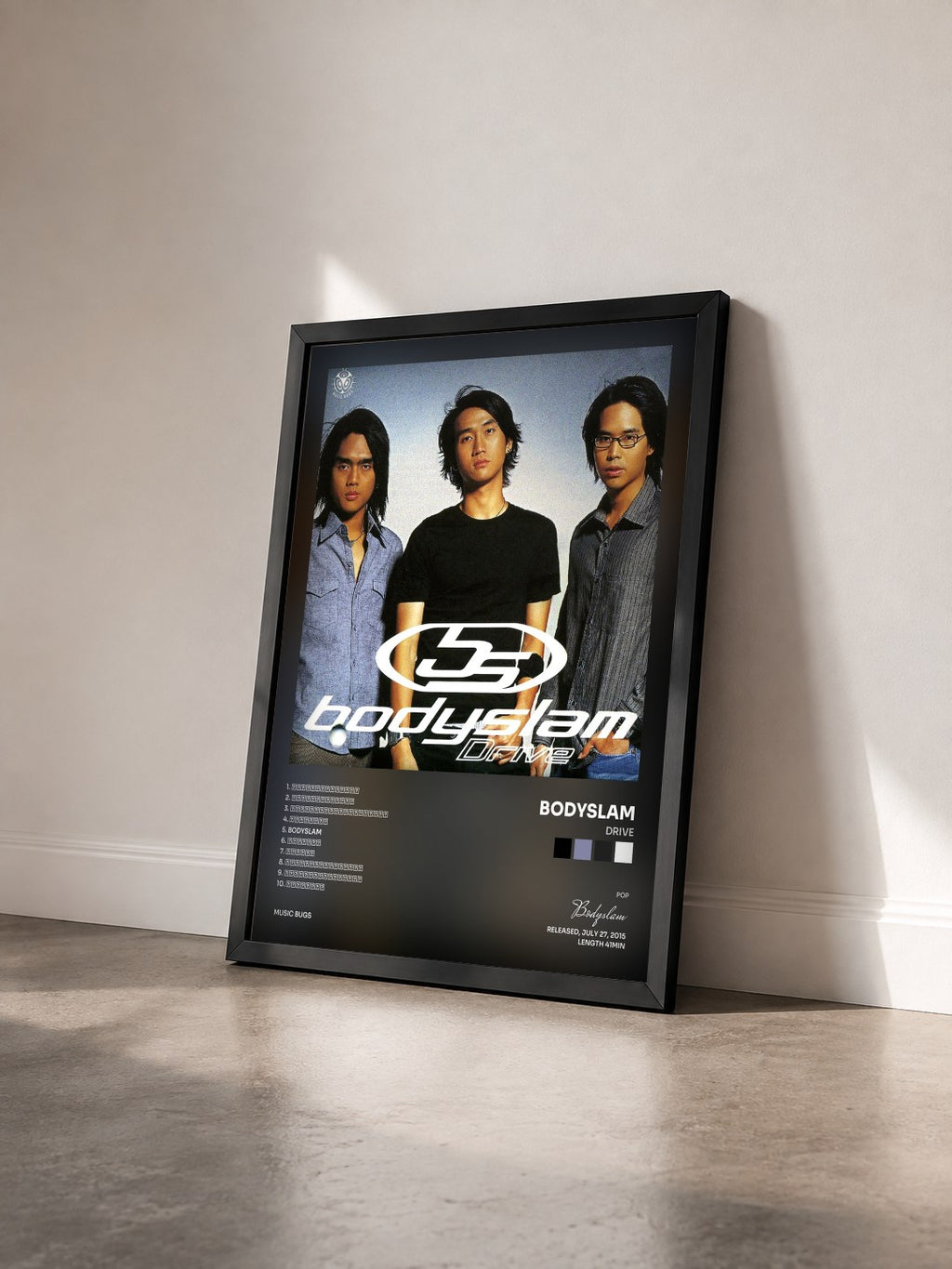 #noir Tableau de l'album Drive de Bodyslam vu de trois quarts, cadre noir