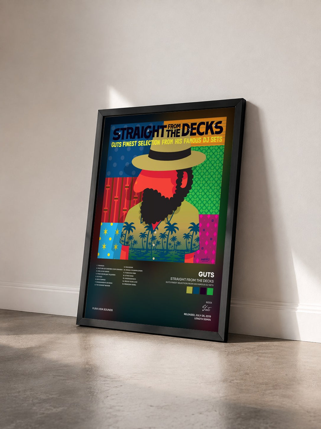 #noir Tableau de l'album Straight from the Decks (Guts Finest Selection from His Famous DJ Sets) de Guts vu de trois quarts, cadre noir
